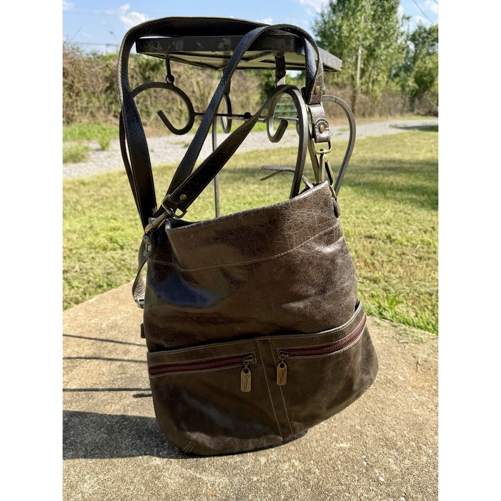 Brynn Capella Lauren 6-in-1 Leather Crossbody Bag Aquarius Blue Grey